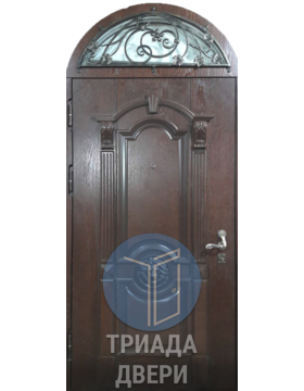 стальная дверь с арочной фрамугой со стеклом
