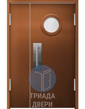 огнеупорная стальная дверь со стеклопакетом, ручка скоба
