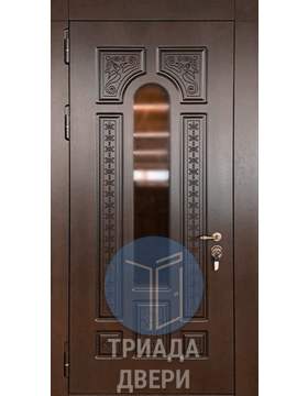 дверь для дачи с мдф и стеклянной вставкой по центру